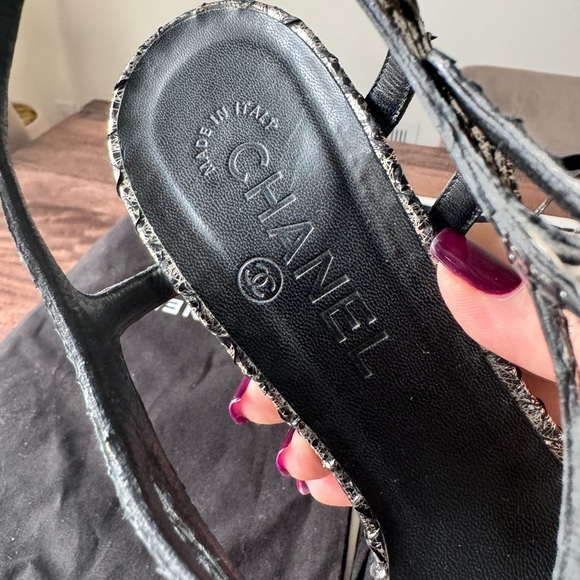 Chanel Metallic Python Sandals - Picture 8 of 10